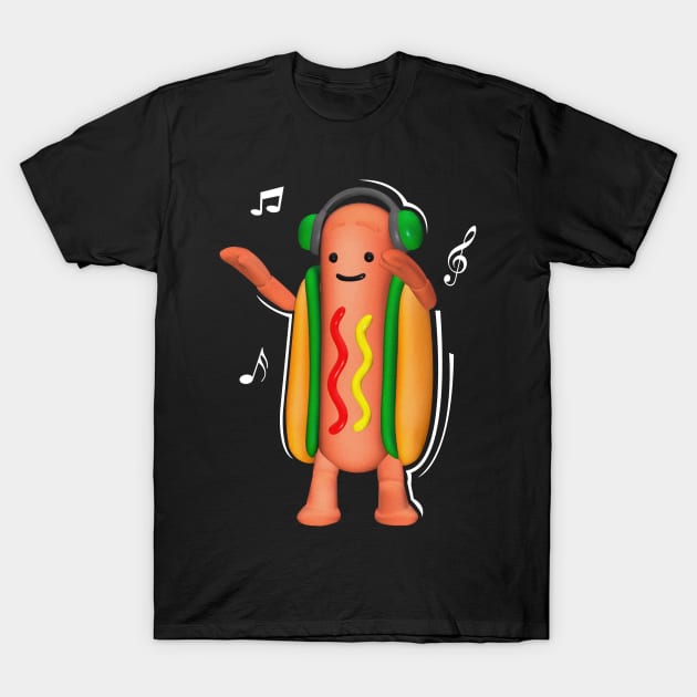 'Dancing Hotdog' Witty Food Lover Gift T-Shirt by ourwackyhome